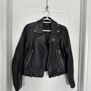 Zara Black Leather Moto Jacket